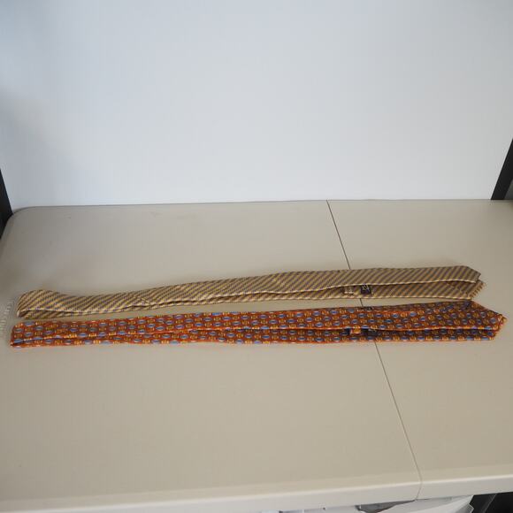 Jos. A. Bank Signature Collection 100% Pure Silk Neckties Gold/Orange/Blue Ties - Picture 4 of 15